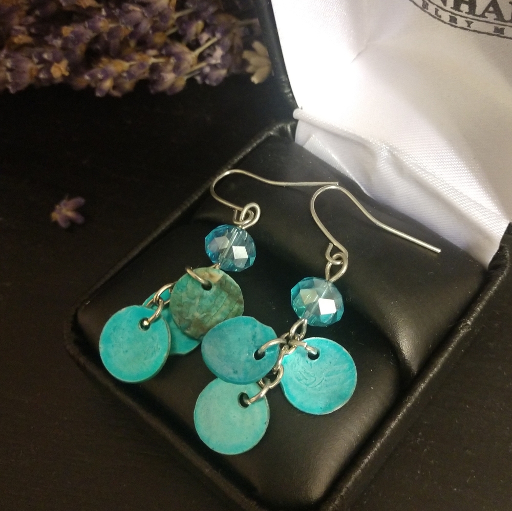 🦋3/$10 NWOT Blue shell earrings